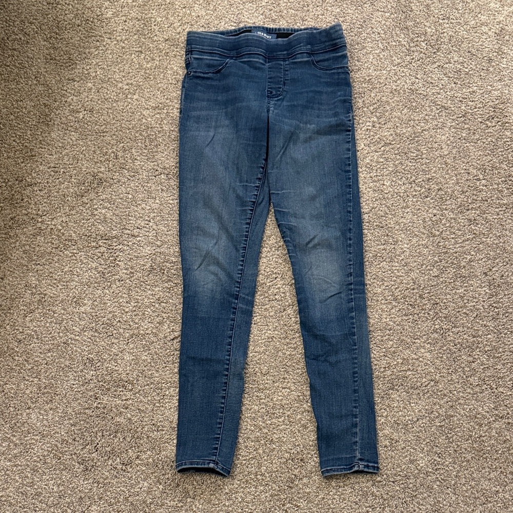 Old Navy Rockstar Mid Rise Pull On Denim Jean Jeggings womens 2